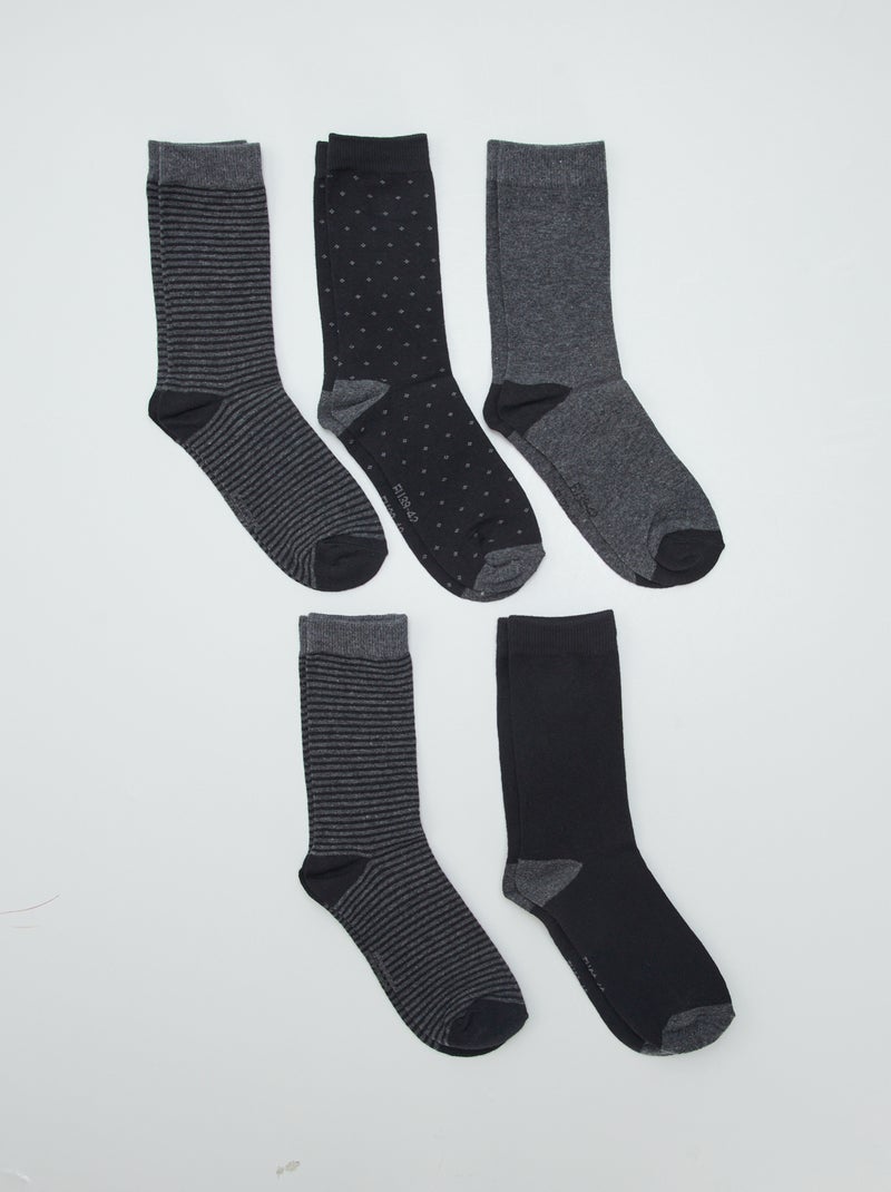 Lote de 5 pares de meias de fantasia PRETO - Kiabi