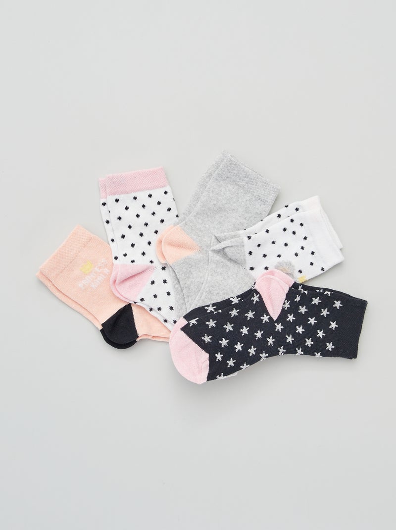 Lote de 5 pares de meias de fantasia Rosa - Kiabi