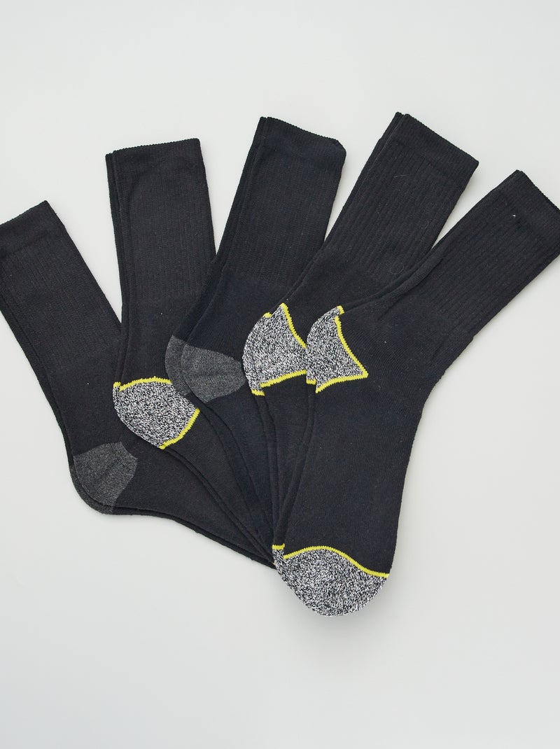 Lote de 5 pares de meias de trabalho Preto - Kiabi