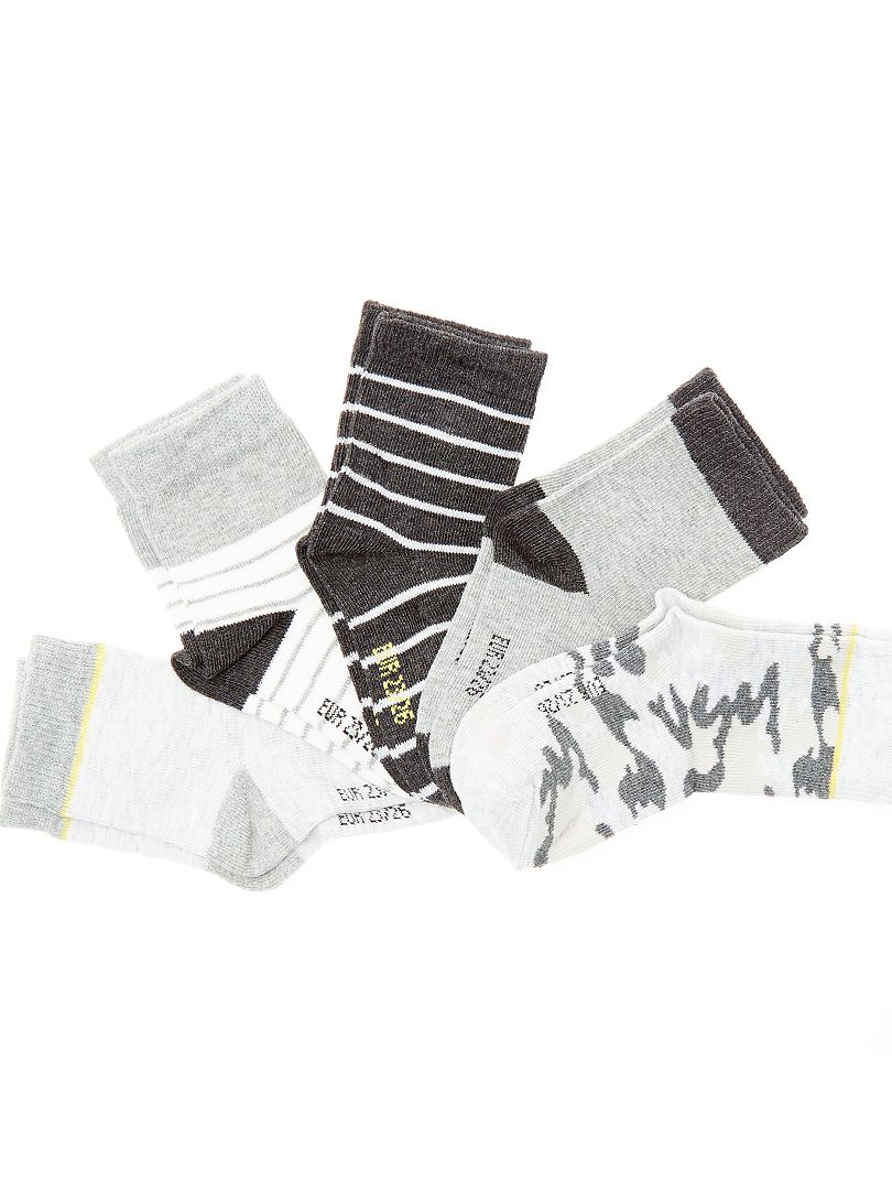 Lote de 5 pares de meias em algodão biológico Camuflagem - Kiabi