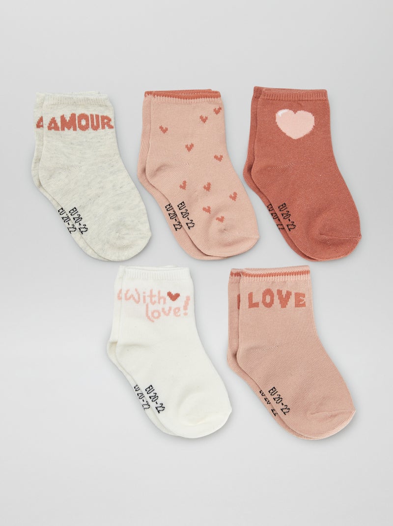 Lote de 5 pares de meias em malha elástica LARANJA - Kiabi