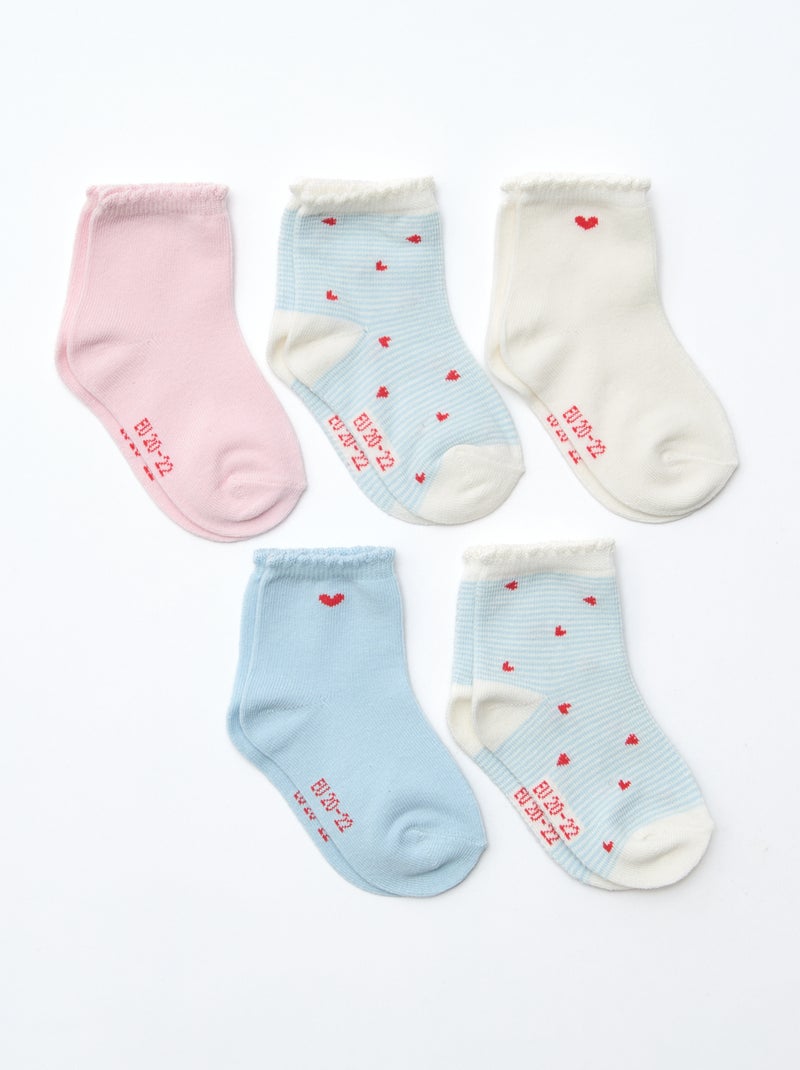 Lote de 5 pares de meias em malha elástica Rosa - Kiabi