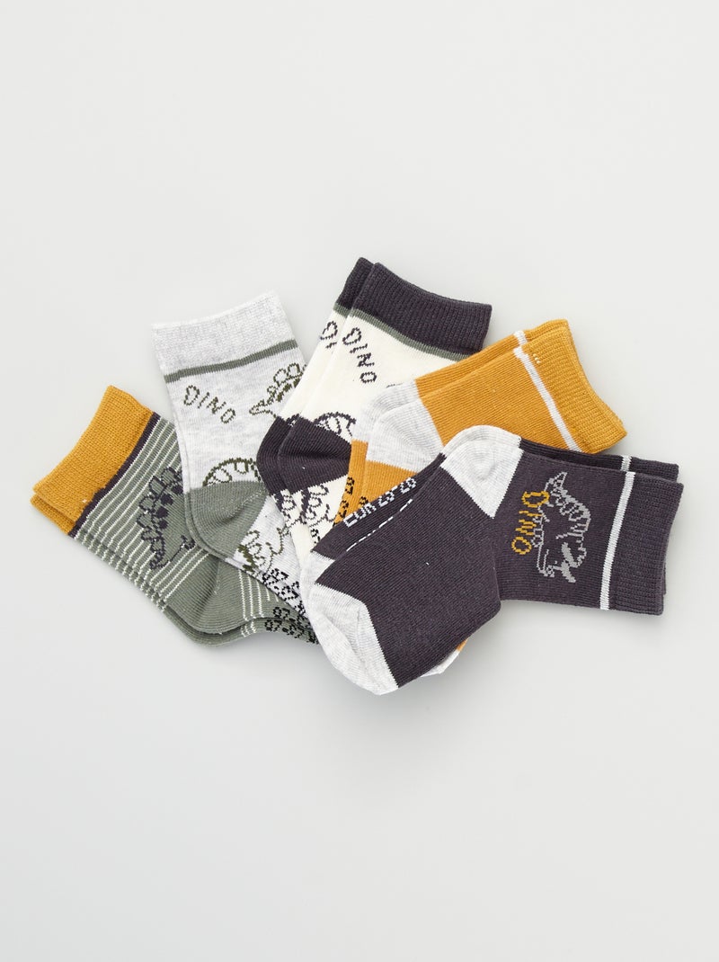 Lote de 5 pares de meias estampadas AMARELO - Kiabi