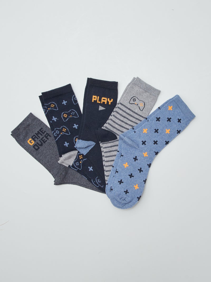 Lote de 5 pares de meias estampadas AZUL - Kiabi