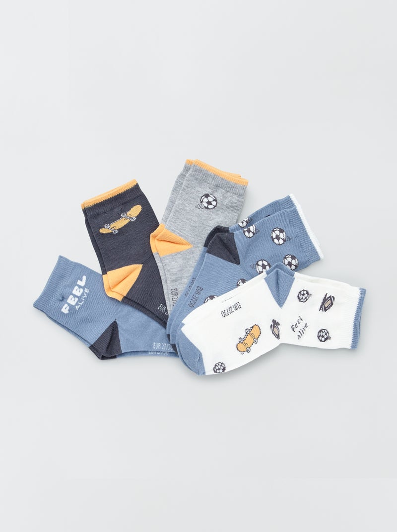 Lote de 5 pares de meias estampadas AZUL - Kiabi