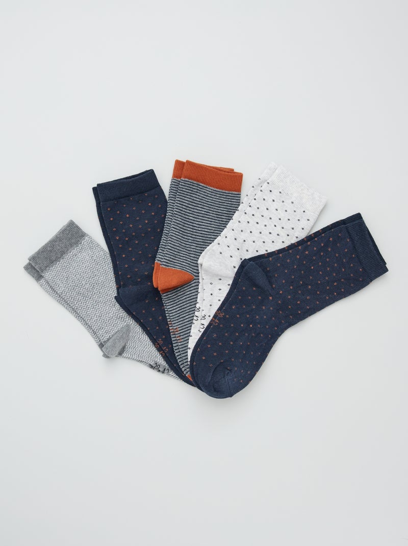 Lote de 5 pares de meias estampadas AZUL - Kiabi