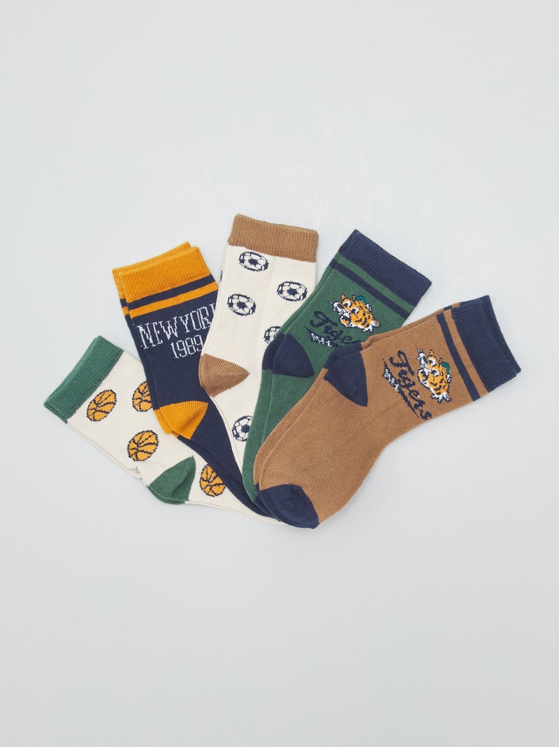 Lote de 5 pares de meias estampadas CASTANHO - Kiabi