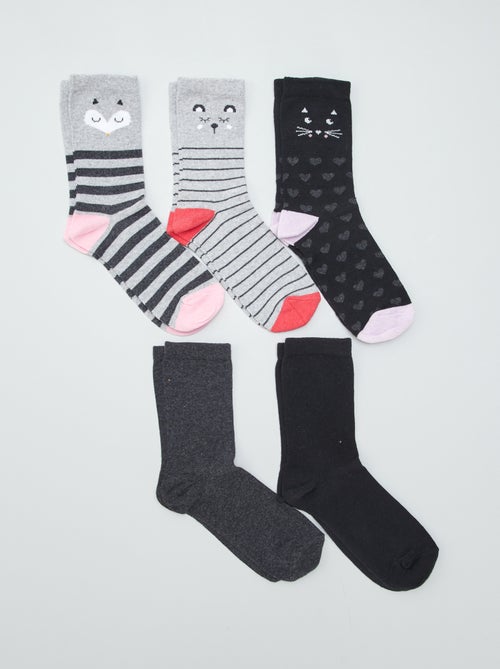 Lote de 5 pares de meias estampadas - Kiabi