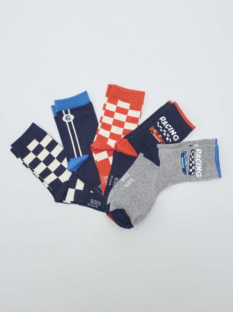 Lote de 5 pares de meias estampadas CINZA - Kiabi
