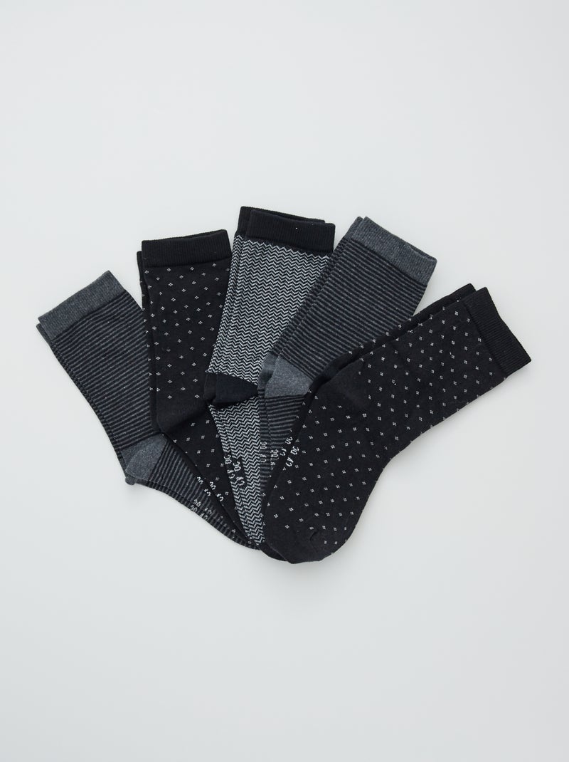 Lote de 5 pares de meias estampadas CINZA - Kiabi