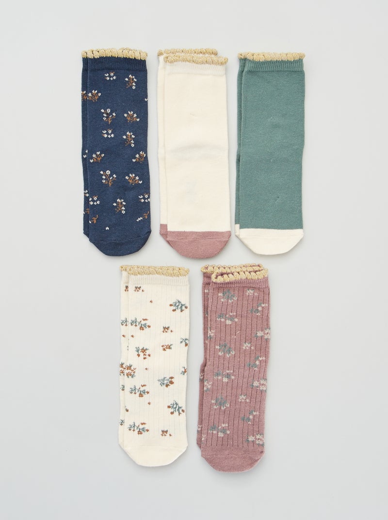 Lote de 5 pares de meias estampadas ROSA - Kiabi