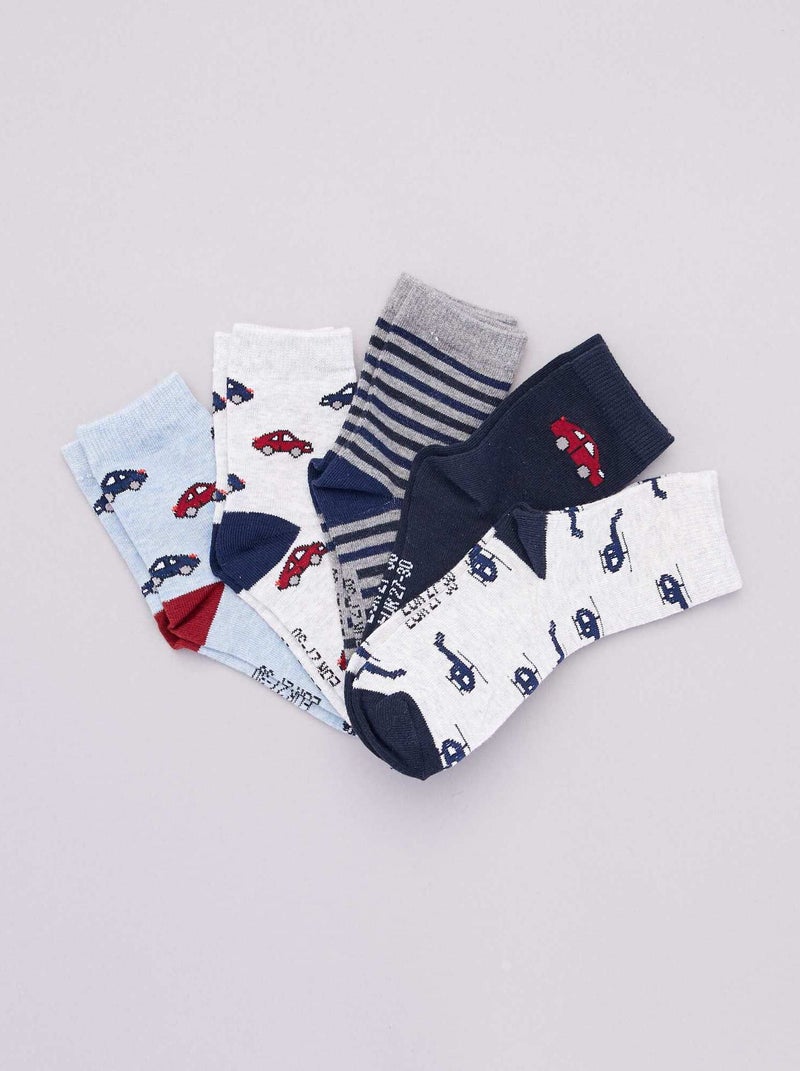 Lote de 5 pares de meias estampadas VERMELHO - Kiabi