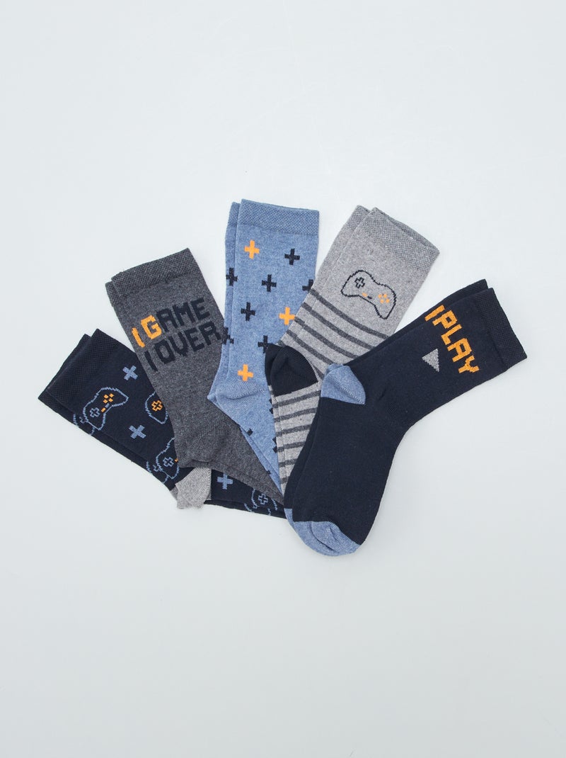 Lote de 5 pares de meias 'gamer' AZUL - Kiabi