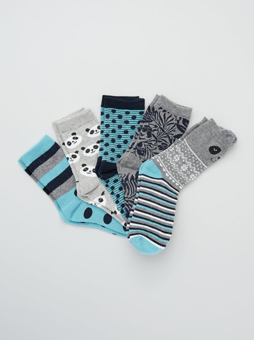 Lote de 5 pares de meias 'Panda' - Kiabi