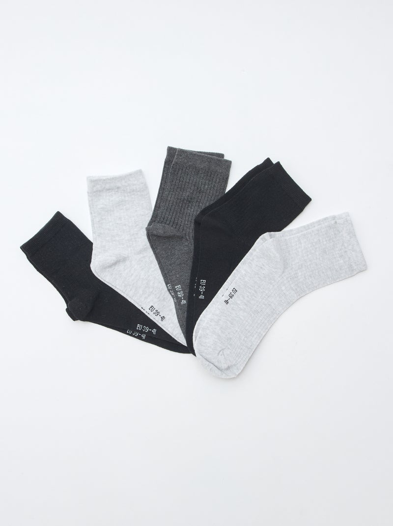 Lote de 5 pares de meias Preto - Kiabi