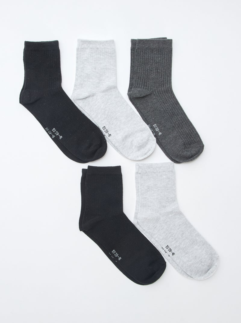 Lote de 5 pares de meias Preto - Kiabi