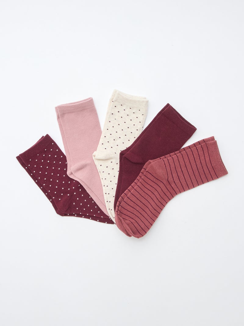 Lote de 5 pares de meias Vermelho - Kiabi