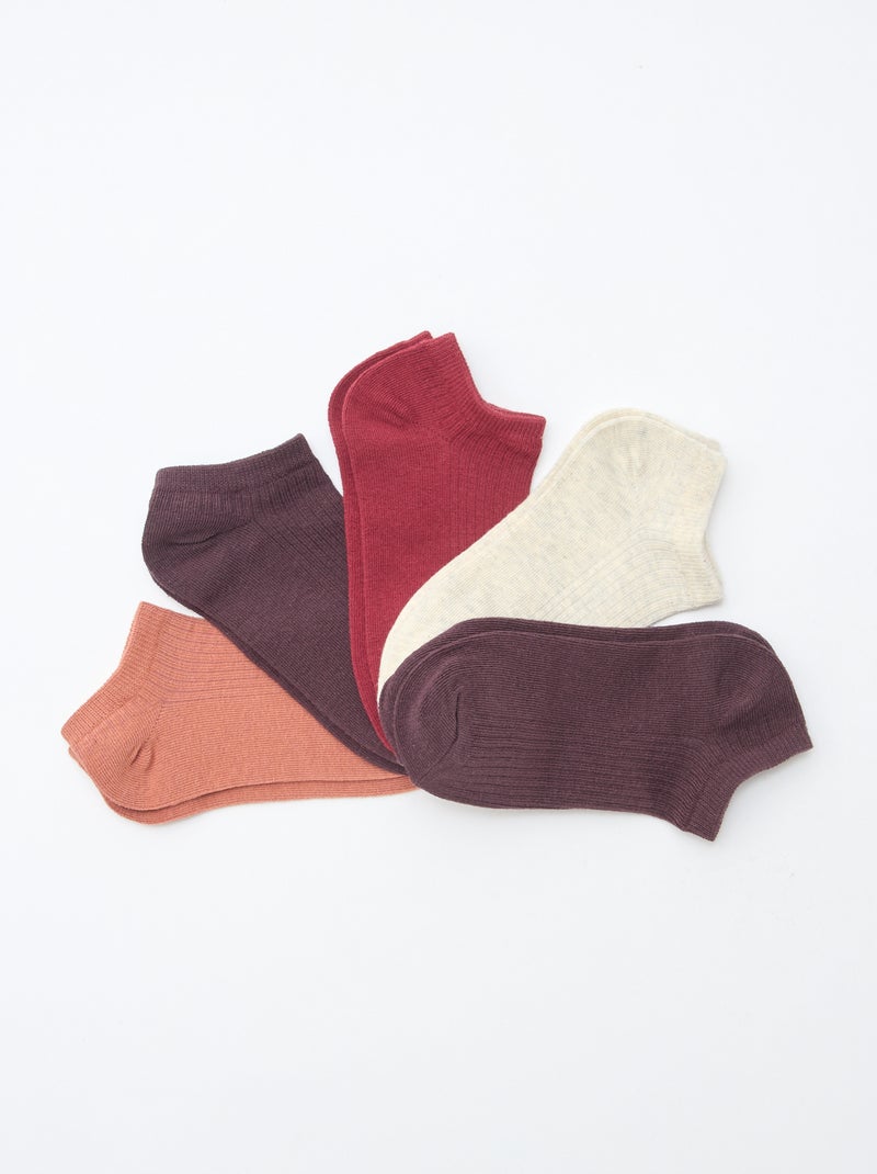Lote de 5 pares invisíveis Vermelho - Kiabi