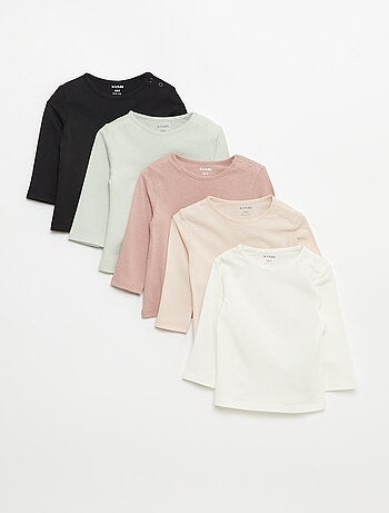 Lote de 5 t-shirts lisas de manga comprida