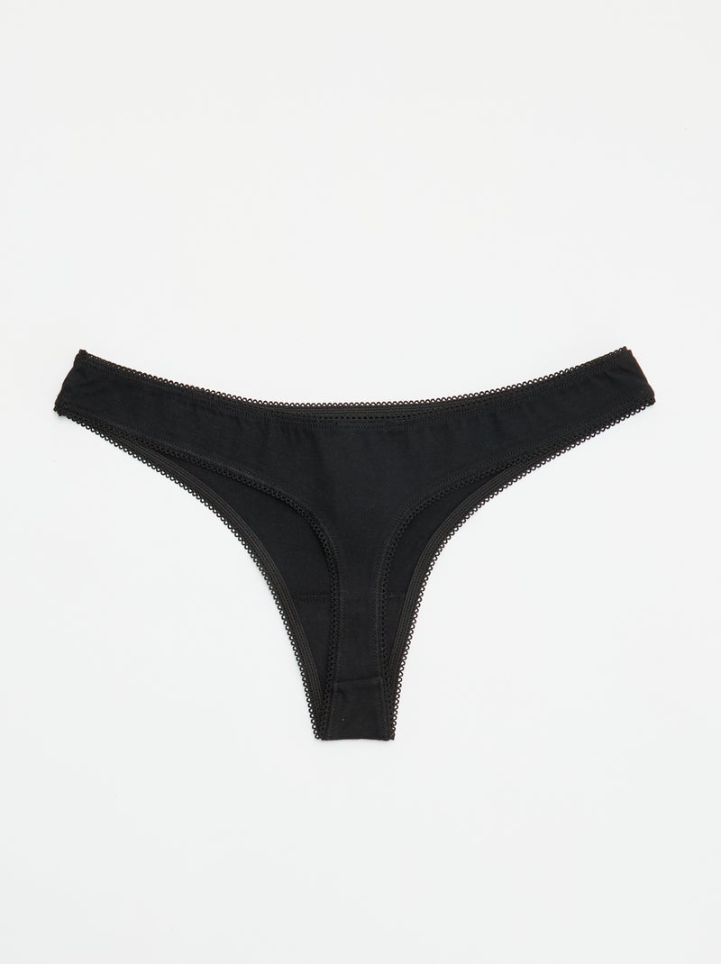 Lote de 5 tangas Preto - Kiabi