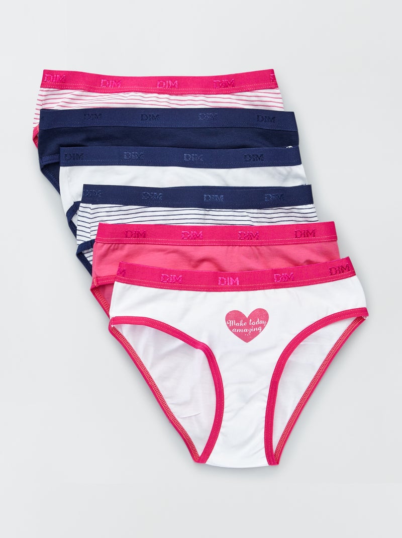 Lote de 6 cuecas para menina 'DIM' Rosa/Azul - Kiabi