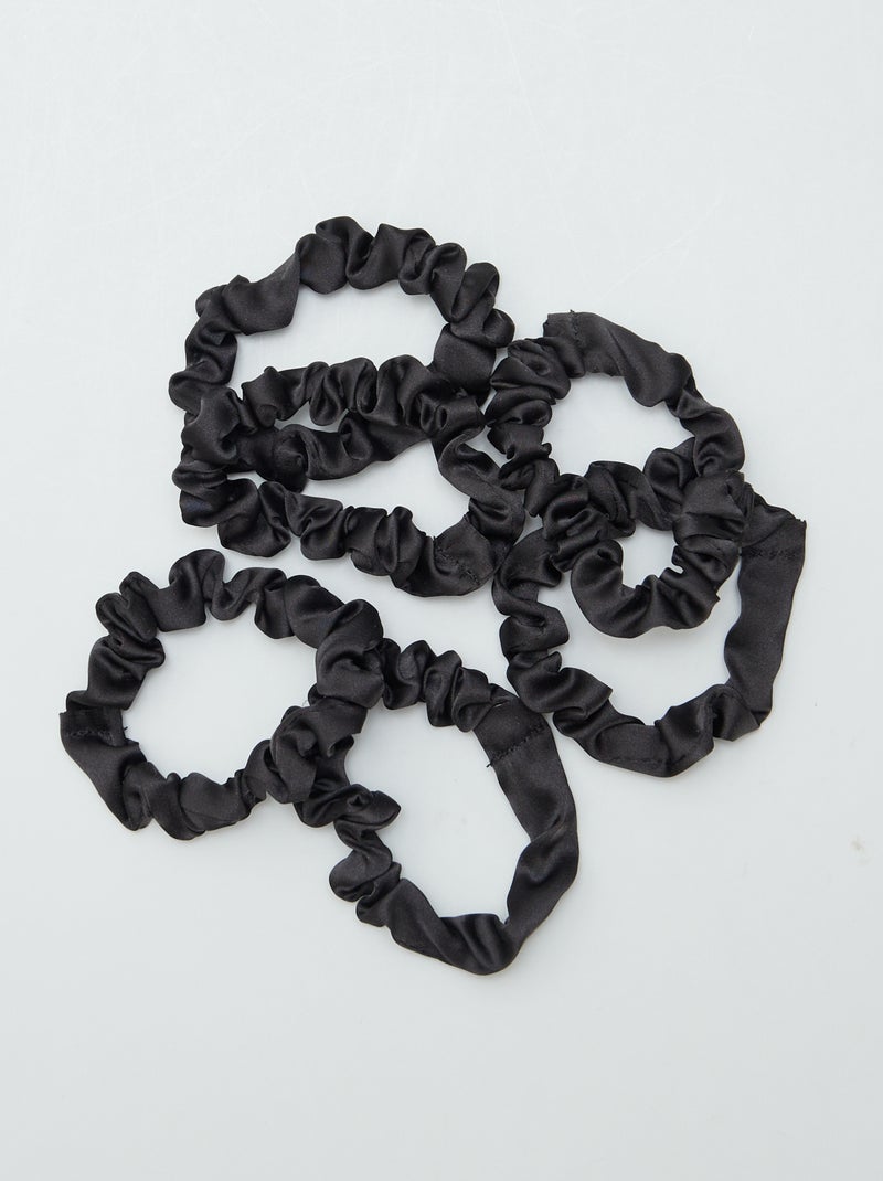 Lote de 6 elásticos de cabelo acetinados PRETO - Kiabi