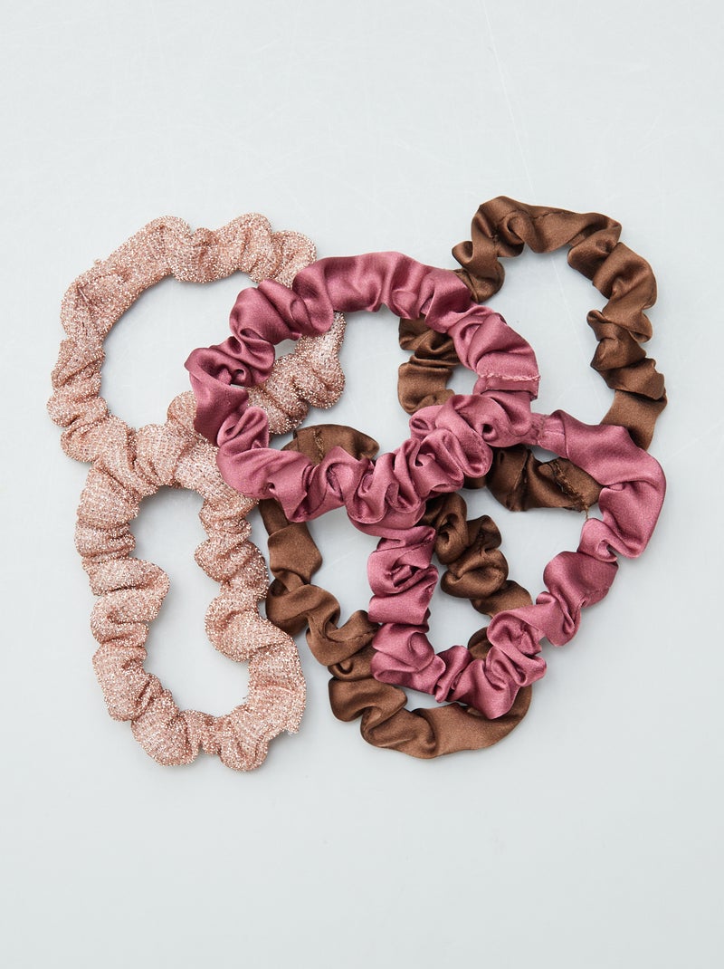 Lote de 6 elásticos de cabelo acetinados ROSA - Kiabi