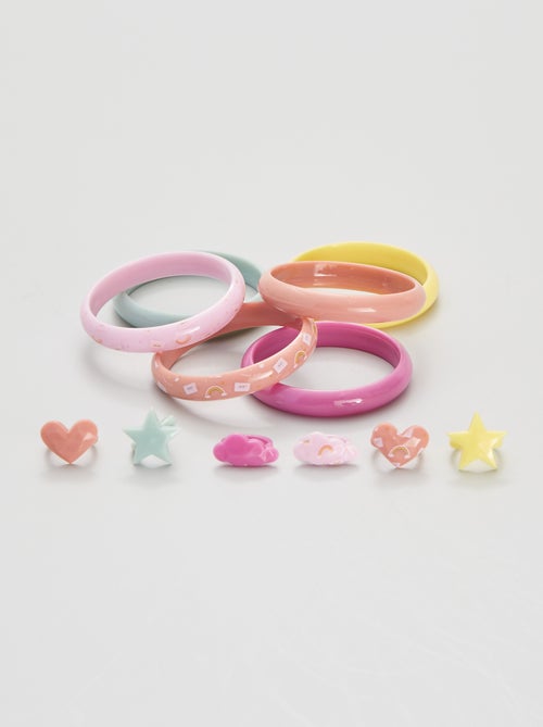 Lote de 6 pulseiras + anéis - Kiabi