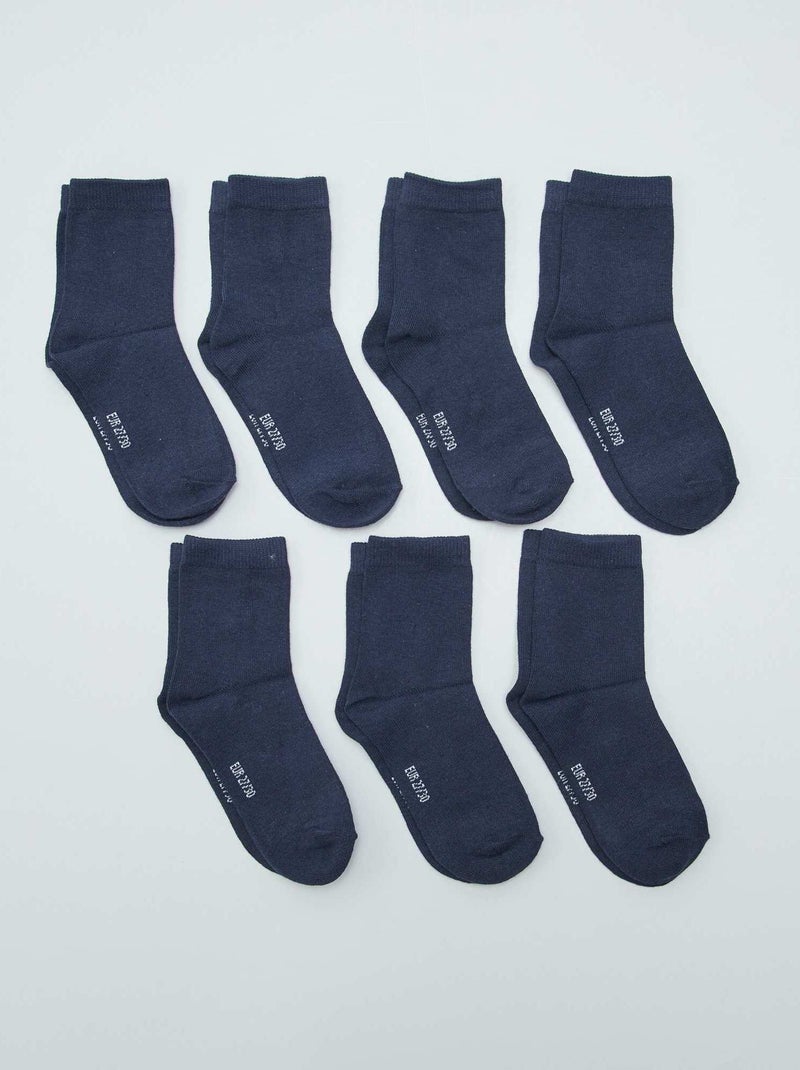 Lote de 7 pares de meias azul-marinho - Kiabi