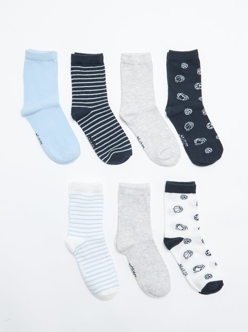 Lote de 7 pares de meias com estampado - Kiabi