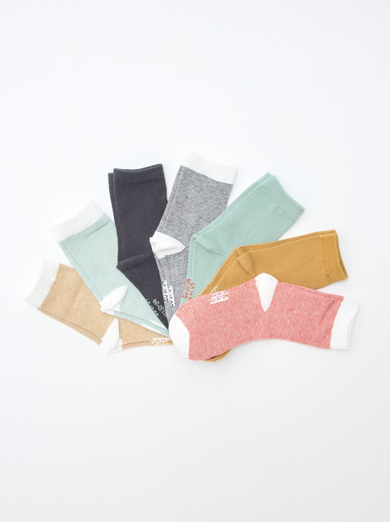 Lote de 7 pares de meias com estampado Castanho - Kiabi