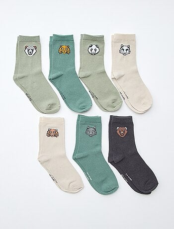 Lote de 7 pares de meias com estampado