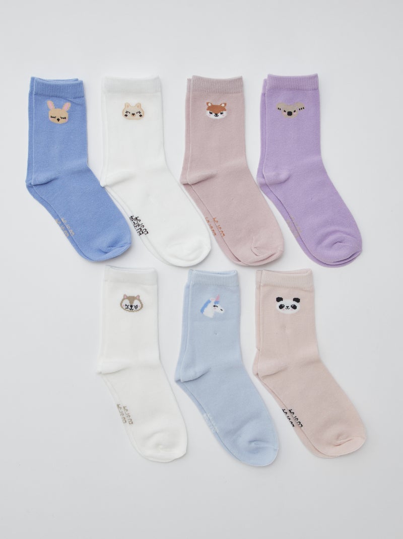Lote de 7 pares de meias de meia altura Azul - Kiabi