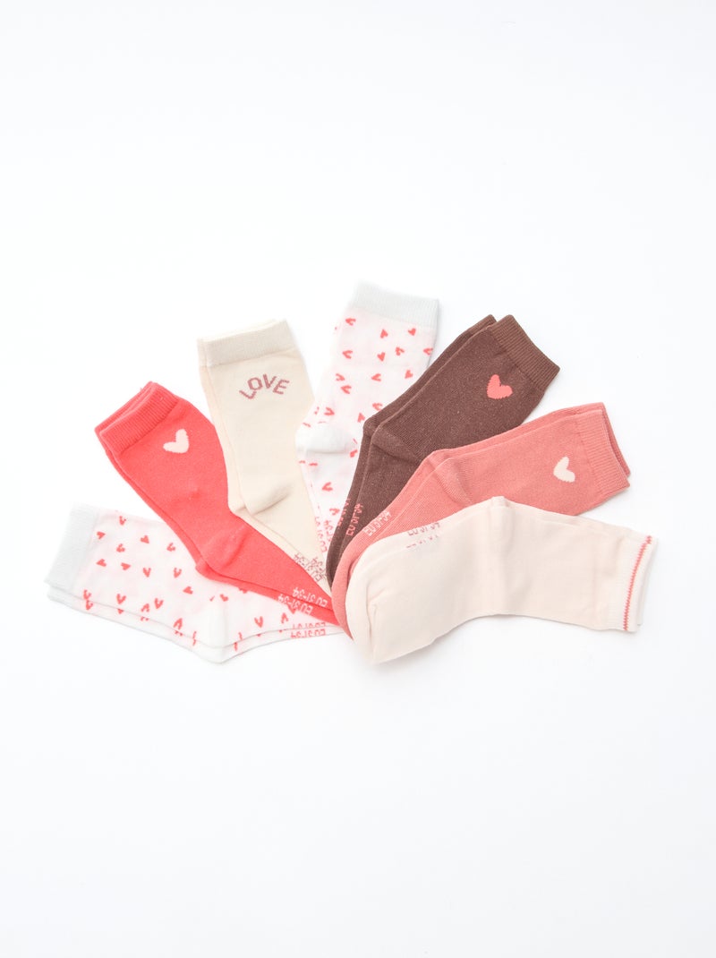 Lote de 7 pares de meias de meia altura Rosa - Kiabi