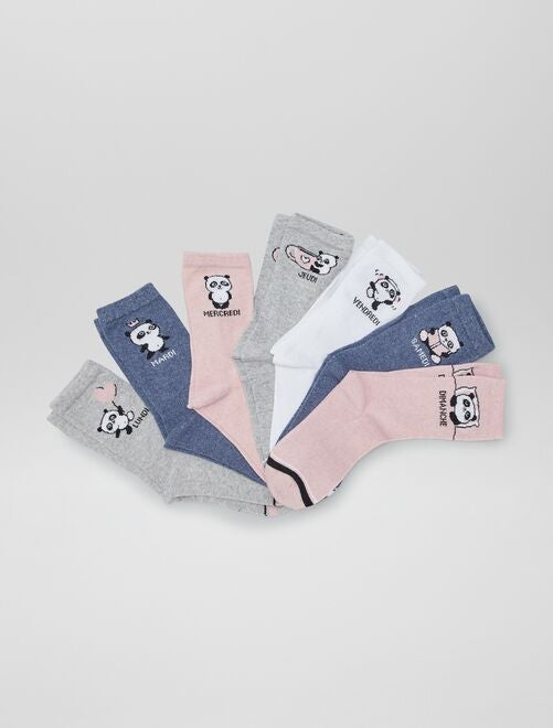 Lote de 7 pares de meias estampadas 'panda' - Kiabi