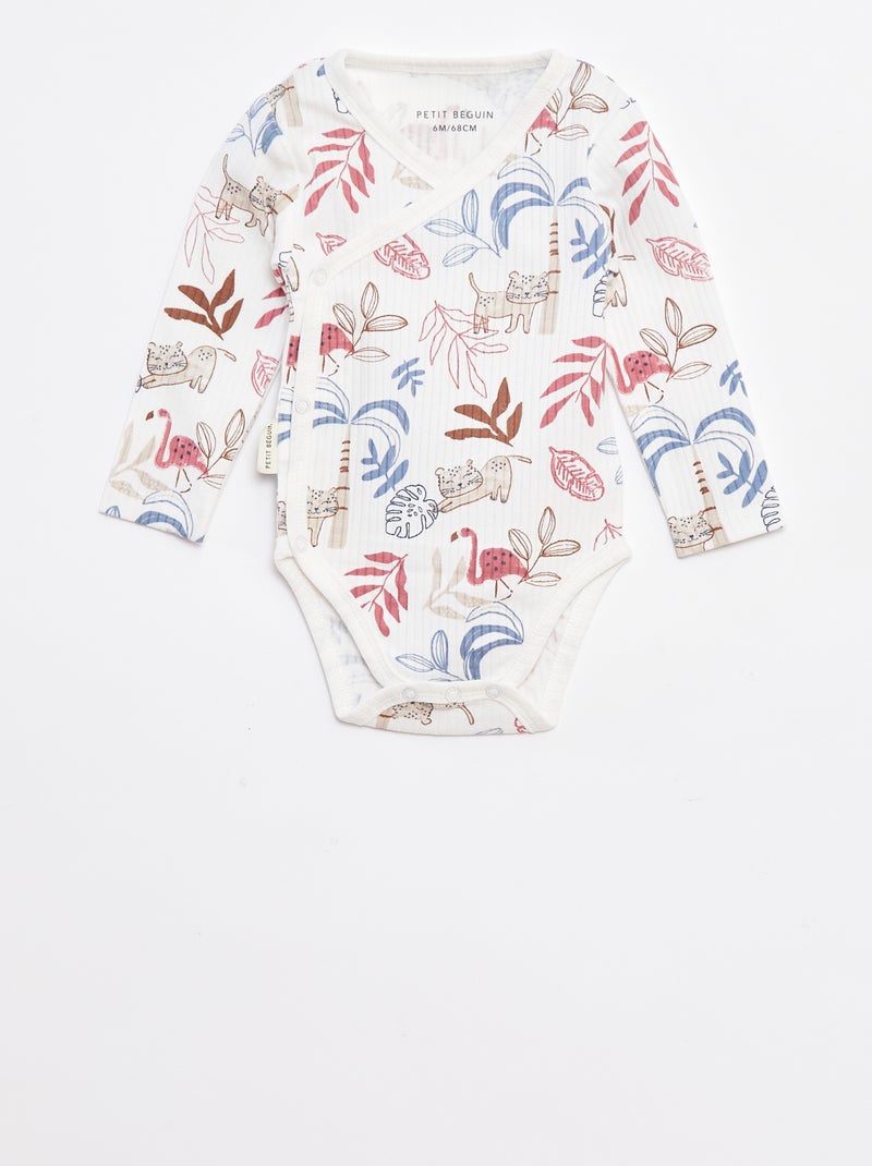 Lote de bodies canelados de manga comprida - 2 peças Bege - Kiabi