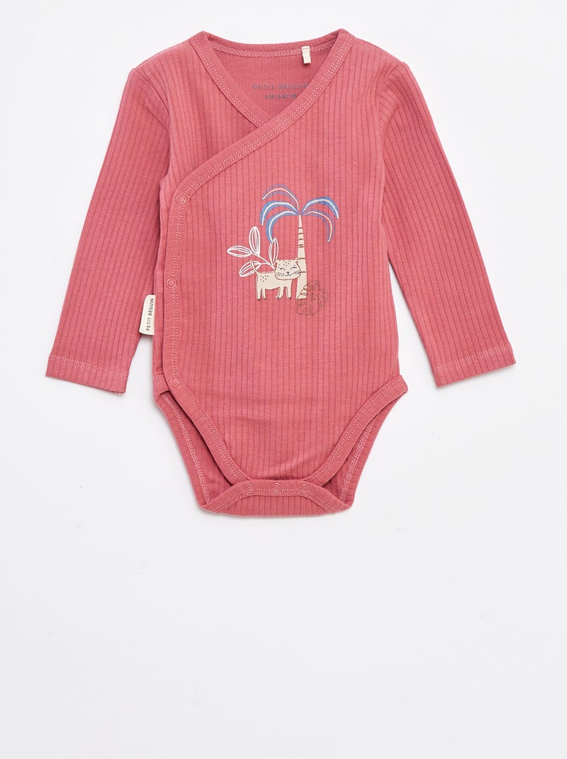 Lote de bodies canelados de manga comprida - 2 peças Bege - Kiabi