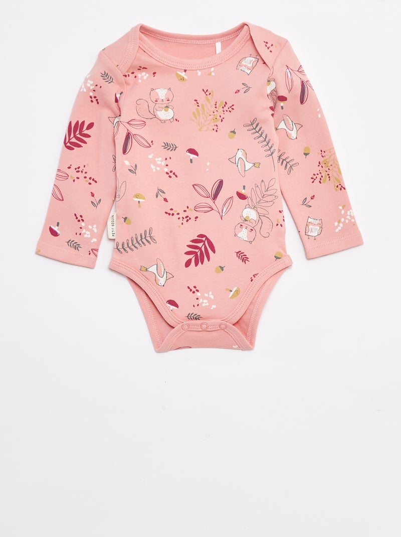 Lote de bodies de manga comprida e gola US - 2 peças Bege - Kiabi