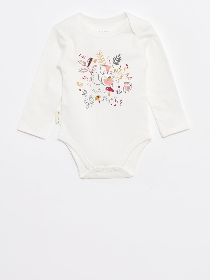 Lote de bodies de manga comprida e gola US - 2 peças Bege - Kiabi