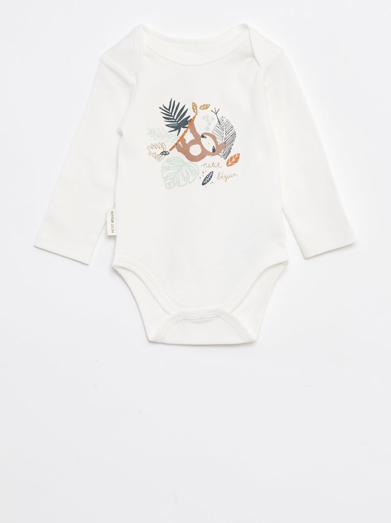 Lote de bodies de manga comprida e gola US - 2 peças Bege - Kiabi