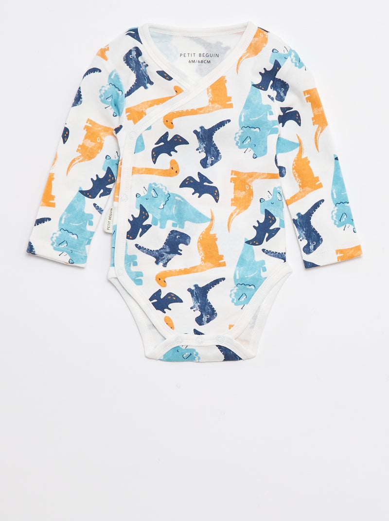 Lote de bodies estampados de manga comprida - 2 peças Bege - Kiabi