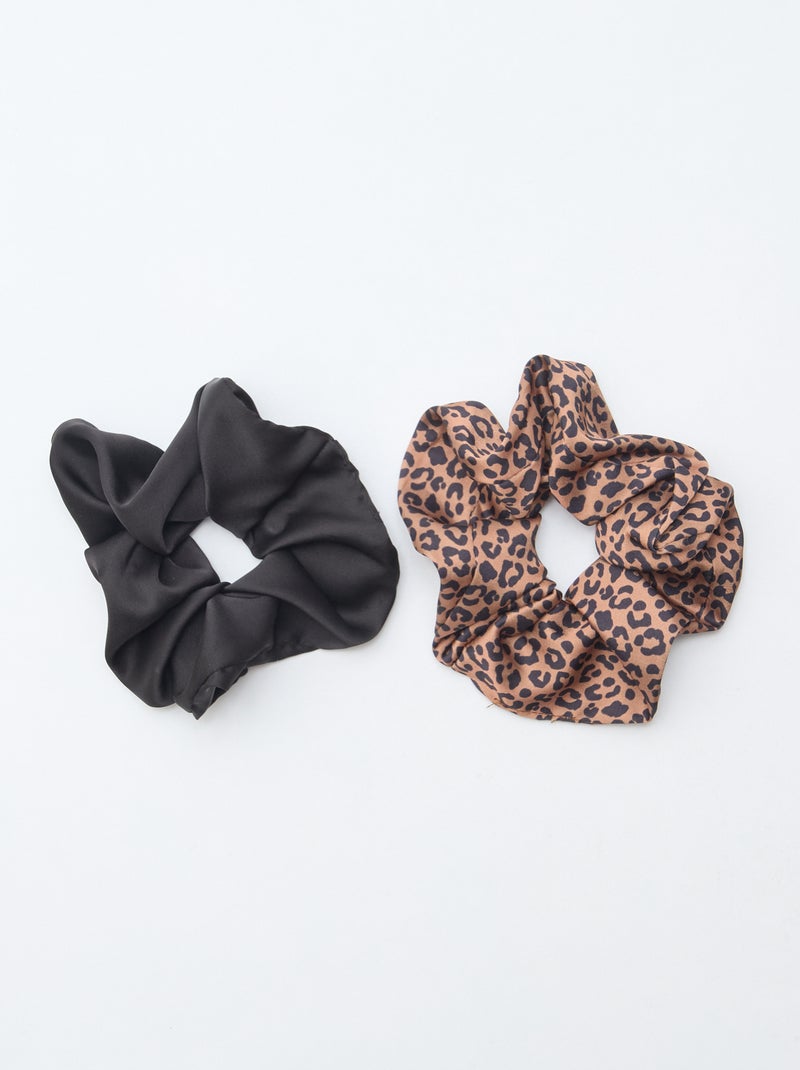 Lote de dois elásticos de cabelo acetinados Castanho - Kiabi