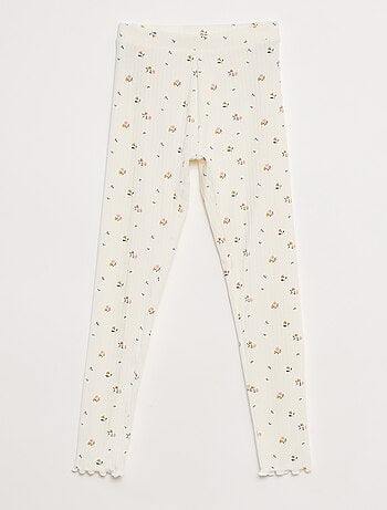 Lote de leggings caneladas 1 estampadas + 1 lisas - 2 peças