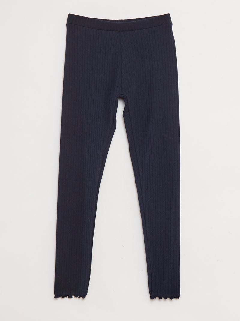 Lote de leggings caneladas 1 estampadas + 1 lisas - 2 peças Azul - Kiabi