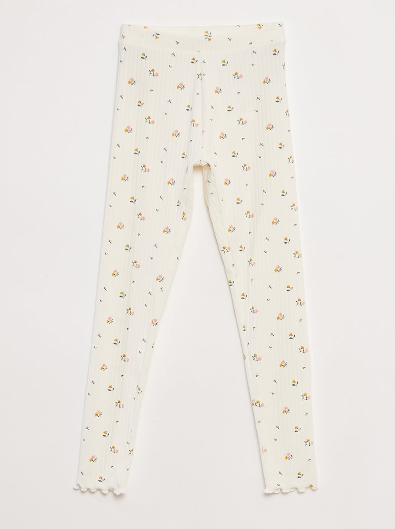 Lote de leggings caneladas 1 estampadas + 1 lisas - 2 peças Azul - Kiabi