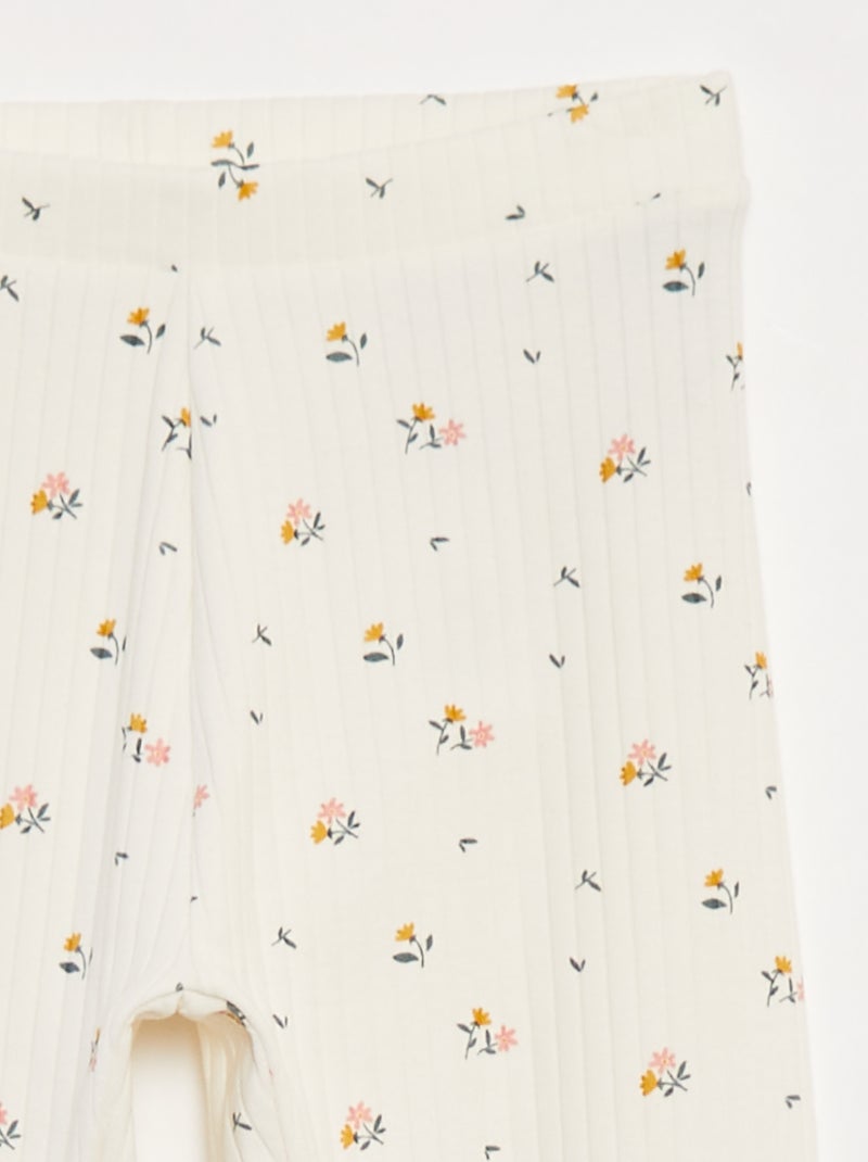 Lote de leggings caneladas 1 estampadas + 1 lisas - 2 peças Azul - Kiabi