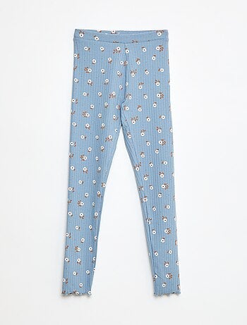 Lote de leggings caneladas 1 estampadas + 1 lisas - 2 peças