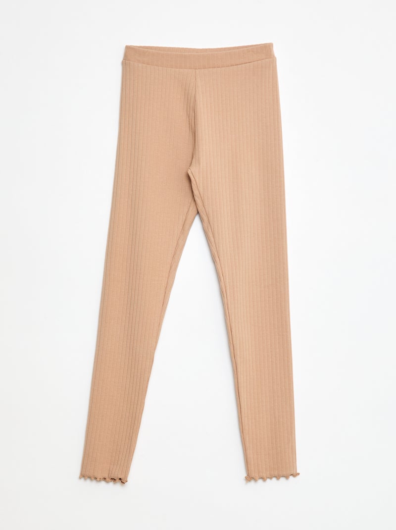 Lote de leggings caneladas 1 estampadas + 1 lisas - 2 peças Bege - Kiabi