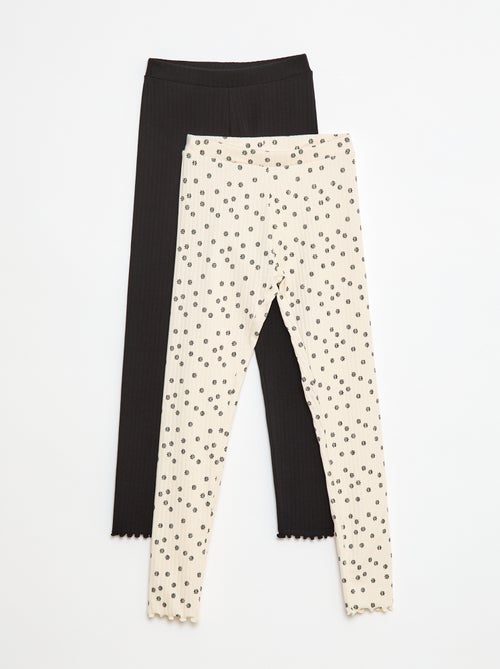Lote de leggings caneladas 1 estampadas + 1 lisas - 2 peças - Kiabi