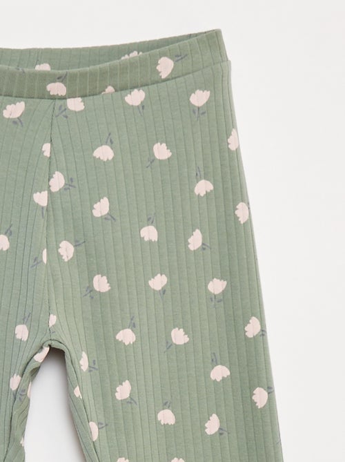 Lote de leggings caneladas 1 estampadas + 1 lisas - 2 peças - Kiabi